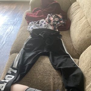 All black white white striped leggings